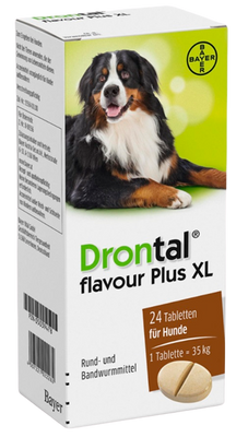 Антигельмінтні таблетки Дронтал Плюс XL для собак 35 кг зі смаком м'яса 2 таб 56 030 фото