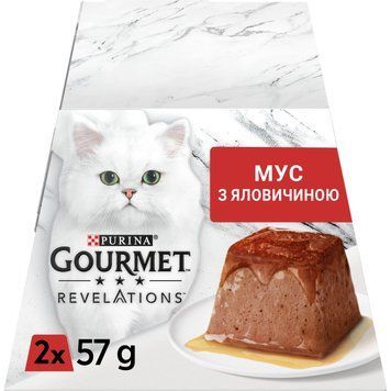 Корм вологий для котів Gourmet Revelations мус з яловичиною та підливкою, 2x57 г СП-00001142 фото