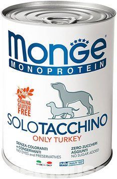 Влажный корм MONGE Dog Monoprotein для собак с пищевой непереносимостью, с индейкой, 400 г 00-00004001 фото