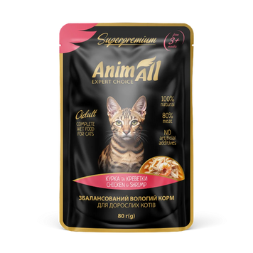 AnimAll влажный корм для кошек, с курицей и креветками, 80 г СП-00001473 фото