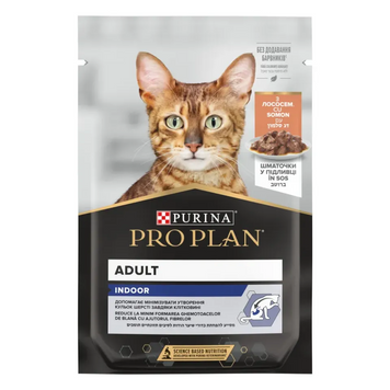 Pro Plan Indoor Adult влажный корм для взрослых домашних котов, с лососем, 85 г 00-00000898 фото