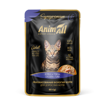 AnimAll влажный корм для кошек, Тунец с Курицей, 80 г СП-00001474 фото